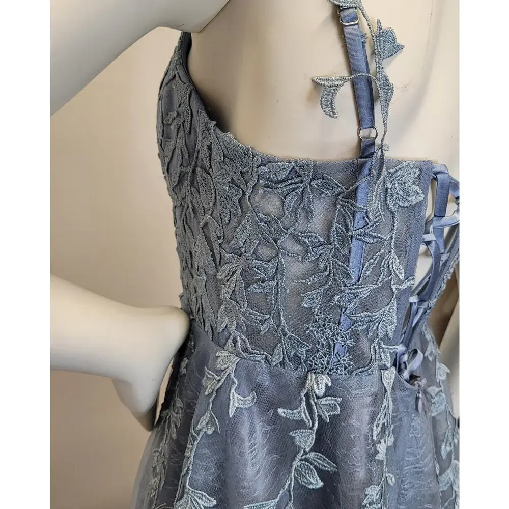 NWT Sky Blue Formal Gown Prom Dress Wedding Party Bridesmaid MOTB - Picture 9 of 15